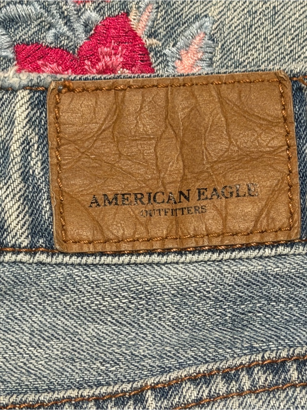 American Eagle Outfitters Embroidered Blue Denim Mini Skirt - Picture 3 of 9